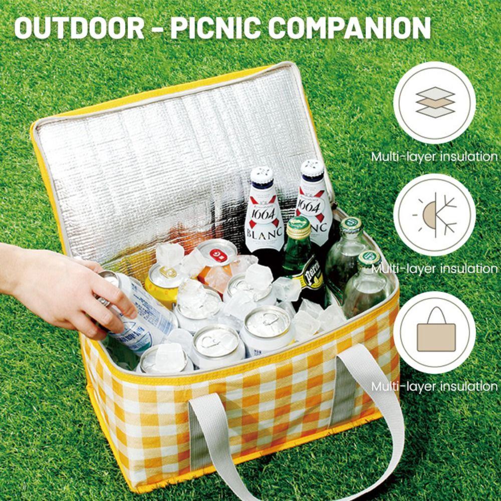ELEGANT Túi Đựng Thức Ăn BBQ Sọc Ca Rô Có Khóa Kéo Sáng Tạo Cho Nữ