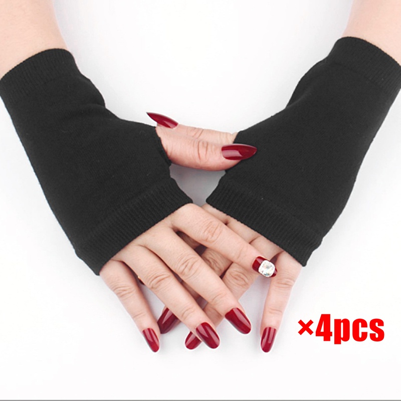 Set 4 Đôi Găng Tay Cotton Hở Ngón Thời Trang Nữ