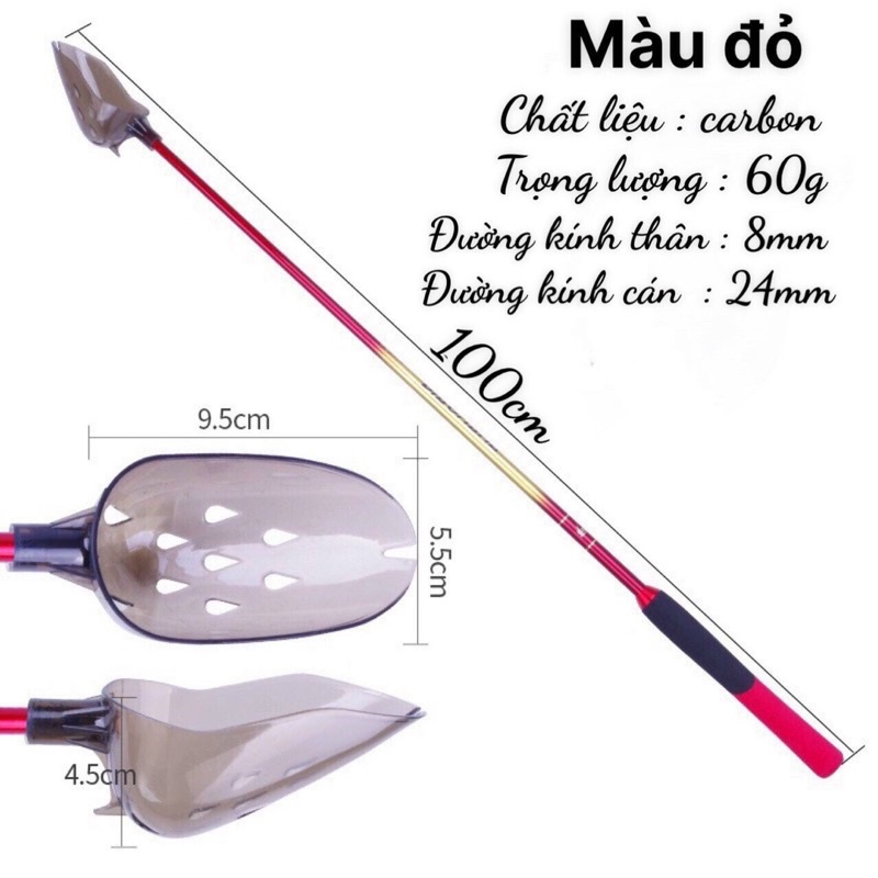 Gậy vẩy mồi chất liệu cabon siêu nhẹ,cán xốp êm_chống trơn trợt loại 80cm và 1m