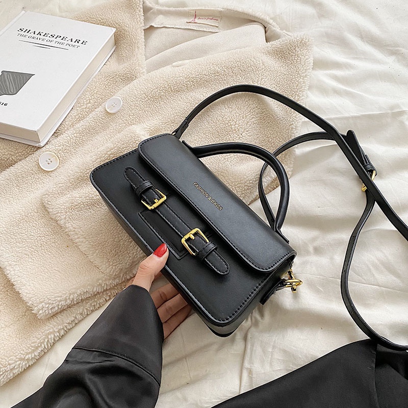 Túi Đeo Chéo Hình Vuông Nhỏ Đơn Giản Có Khóa Kéo Phong Cách harajuku Cổ Điển Cho Nữ