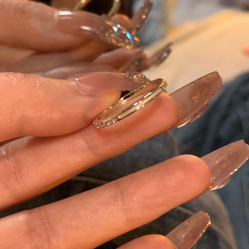 Simple Gold Ring Oil Drop Zircon Rings for Women Korean Fashion Accessories Jewelry