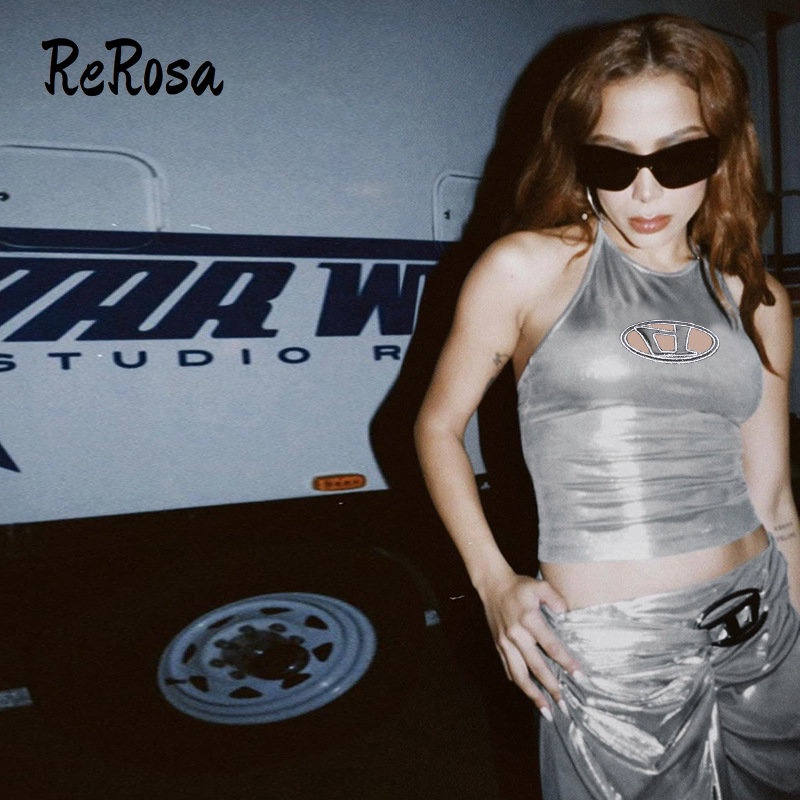 Áo Tank Top Cổ Yếm Thêu Chữ 2023d Dáng Ôm Thời Trang Cho Bạn Gái