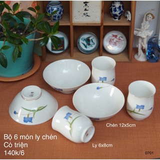 Combo 6 ly bát sứ xương cao cấp - gốm sứ nhật bản