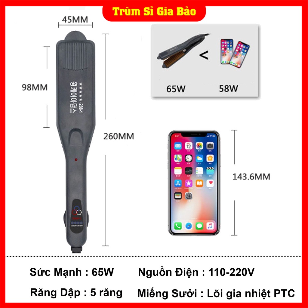 ▨✼Máy ép tóc làm xù tạo phồng, máy dập kẹp tạo kiểu xoăn mì, uốn tóc xoăn sóng