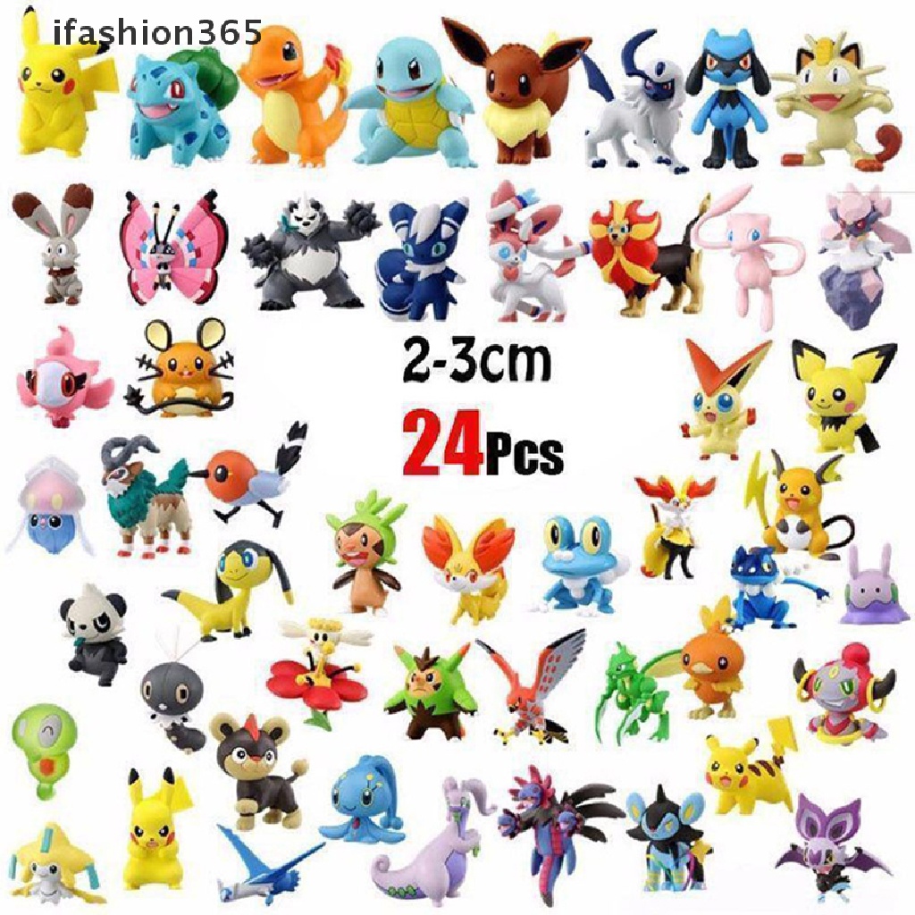 Set 24 Mô Hình Đồ Chơi Nhân Vật Hoạt Hình Pokemon 2.5-3cm ifashion365