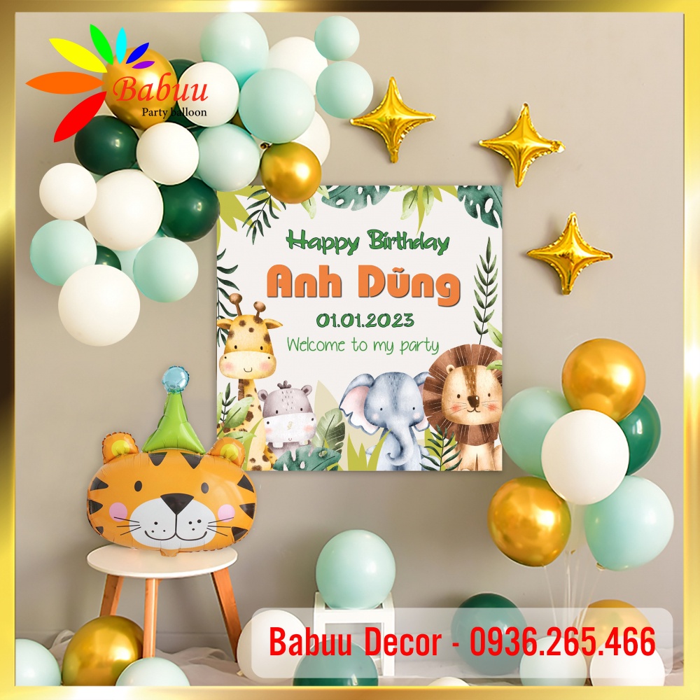 Set bóng tuổi hổ trang trí sinh nhật cho bé gái và trai