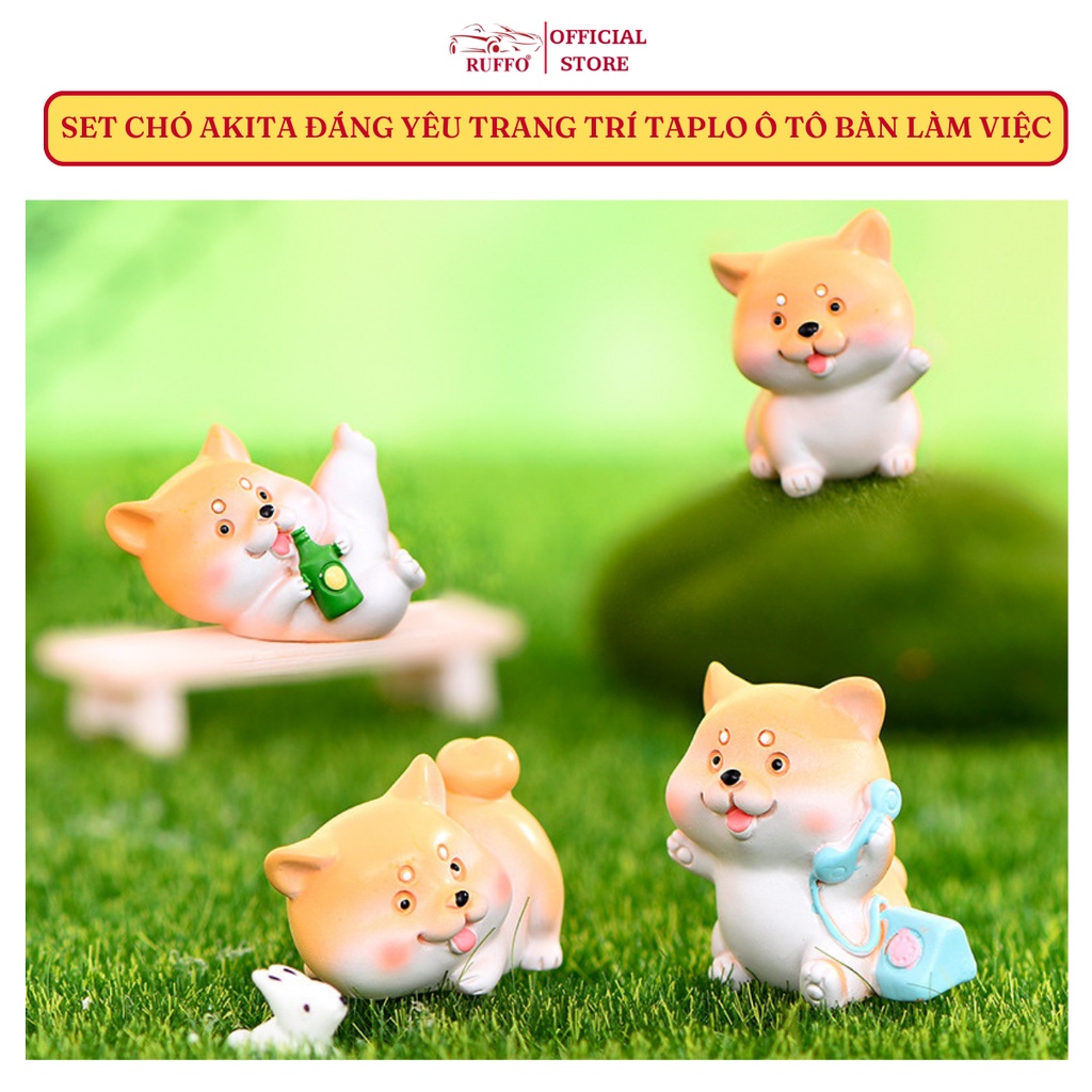Set 5 Chú Chó Akita Cực Cute Trang Trí Xe Hơi Bàn Làm Việc - Phụ Kiện Decor Ô Tô Phòng Ngủ Bàn Học Ruffo Giá Rẻ