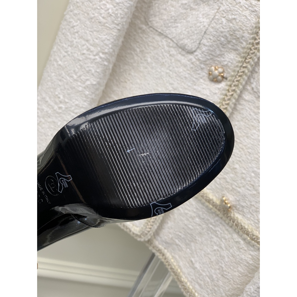 Giày cao gót nữ da thật thời trang cao cấp Channel CN phong cách retro, tiểu thư