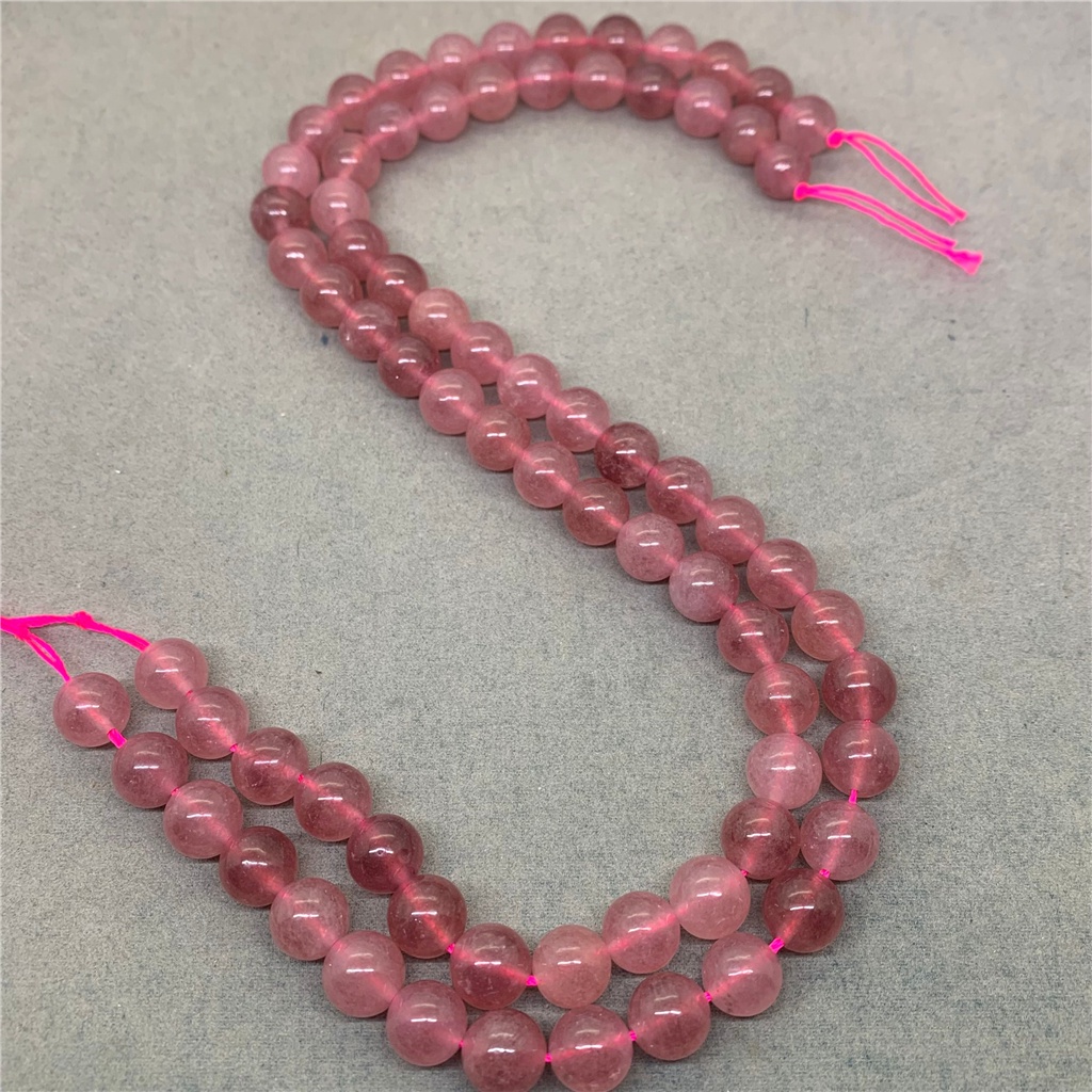 2a Đá Thủy Tinh Thạch Anh Đào Tự Nhiên Kích Thước 6 / 8 / 10mm Dùng Làm Vòng