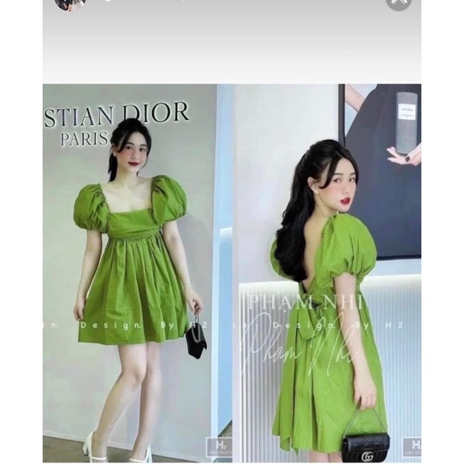 đầm bơ tay phồng