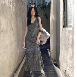 [OD 7-20 Ngày] Váy Len Hai Dây Xám Tiêu
