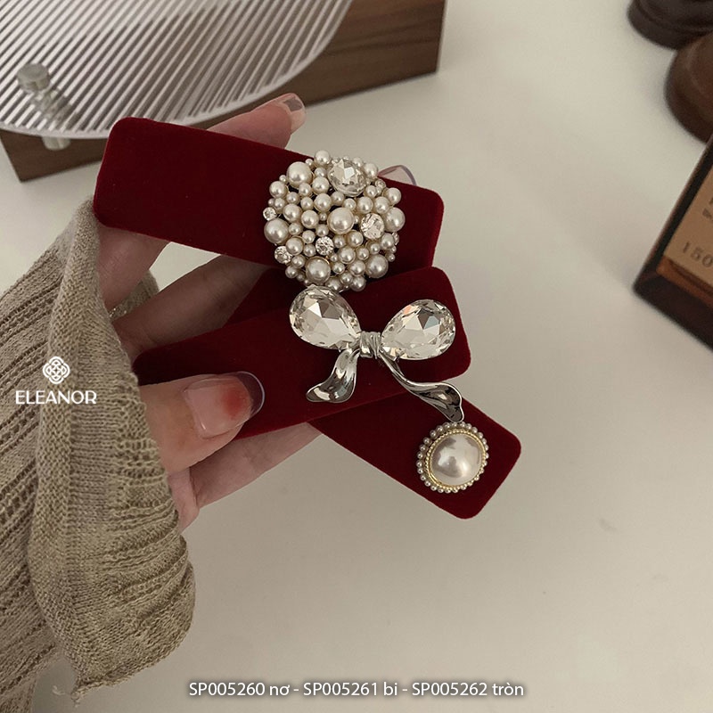 Kẹp tóc nữ Eleanor Accessories hình chữ nhật đính đá ngọc trai nhân tạo phụ kiện tóc 5260