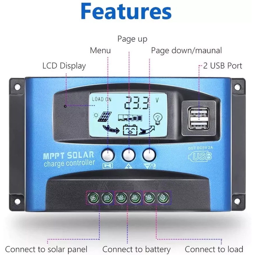 Điều khiển bộ sạc năng lượng mặt trời mppt bộ sạc 30A bộ sạc năng lượng mặt trời 12v24v Bộ sạc năng lượng mặt trời