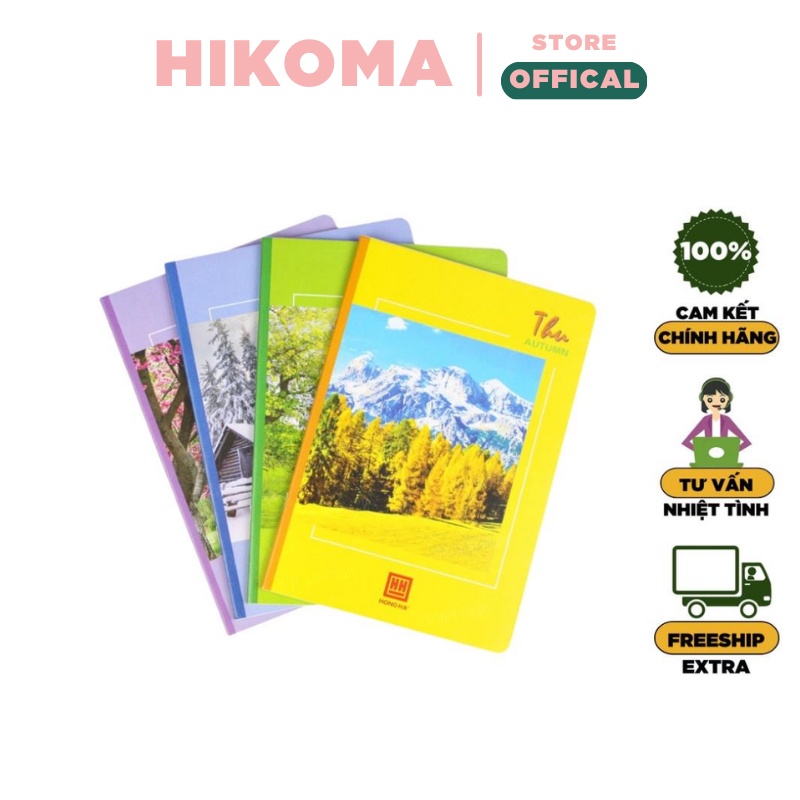 Vở kẻ ngang 120 trang Hồng hà bốn mùa - Tập kẻ ngang cao cấp dành cho học sinh , sinh viên - HIKOMA STORE