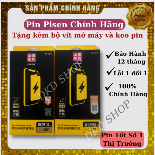 PIN PISEN cho các dòng máy 5s/5se/6/6s/6plus/6splus/7/7plus/8/8plus/X/Xs/Xr/Xsmax/11/11Pro/11Promax + Bộ Vít tháo lắp