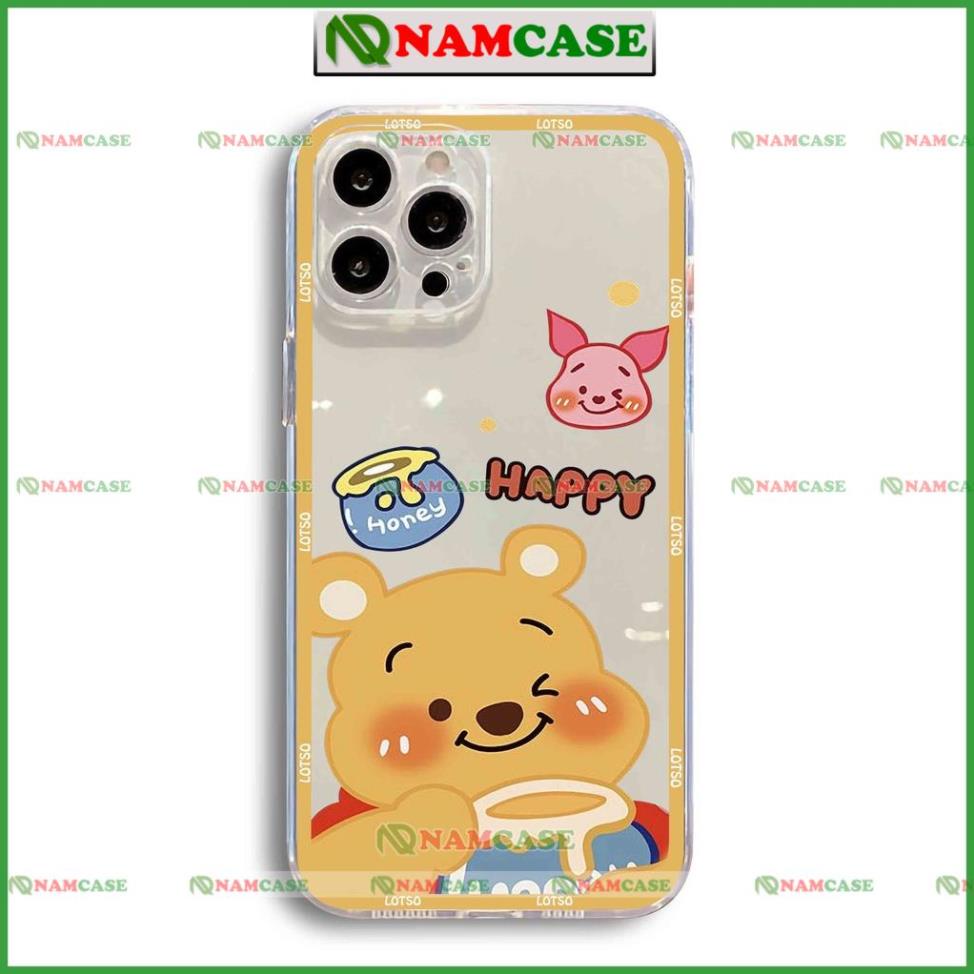 Ốp lưng gấu lotso cạnh vuông chống sốc silicon trong suốt bảo vệ camera iphone ip 6/6s/7/8/X/XS/11/12/13/14 Pro Plus Max