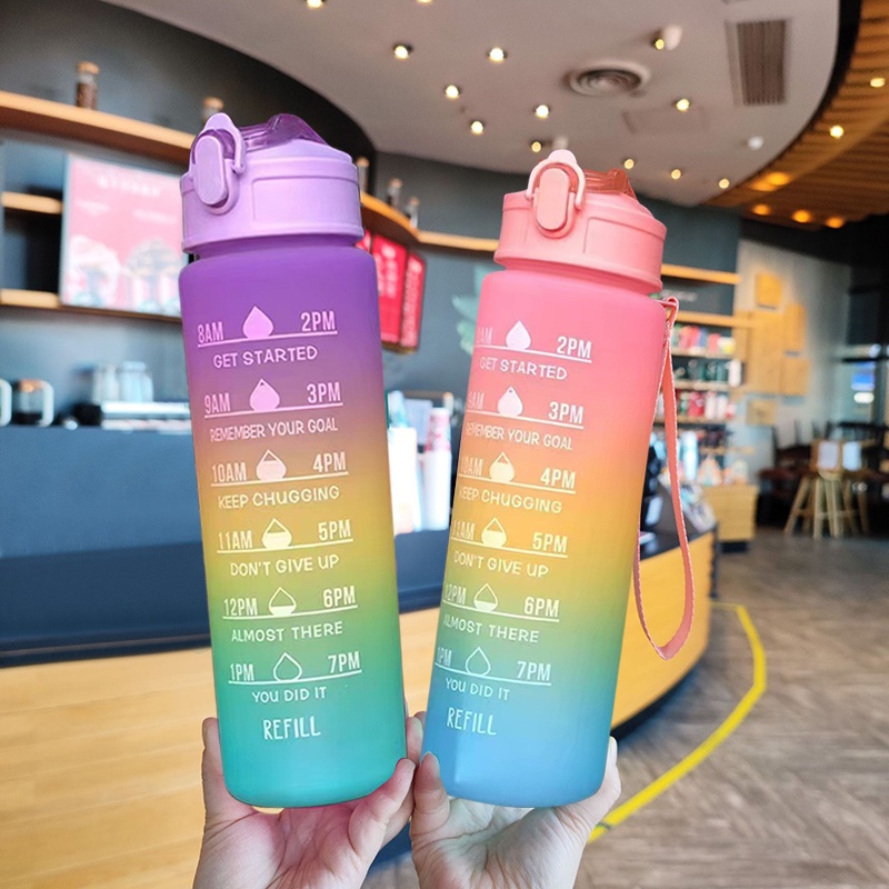 Bình Đựng Nước Dễ Thương Có Vạch Báo Giờ Uống Nước