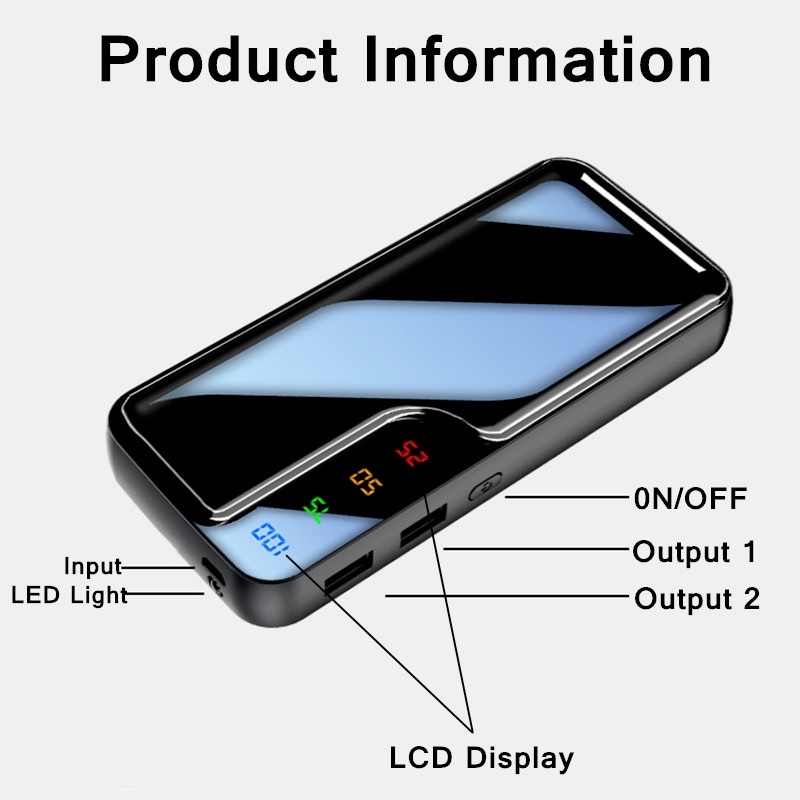 Pin Sạc Dự Phòng 100000Pin Sạc Dự Phòng Không Dây Dung Tích Lớn Có 2 Dây Cáp