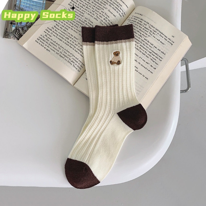 Tất Cotton Cổ Cao Thời Trang Đơn Giản Cho Nữ