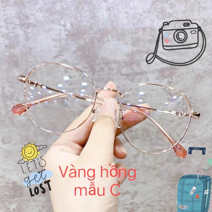 Kính không độ thời trang nam nữ unisex chống ánh sáng xanh, màu xanh nhẹ khi ra sáng