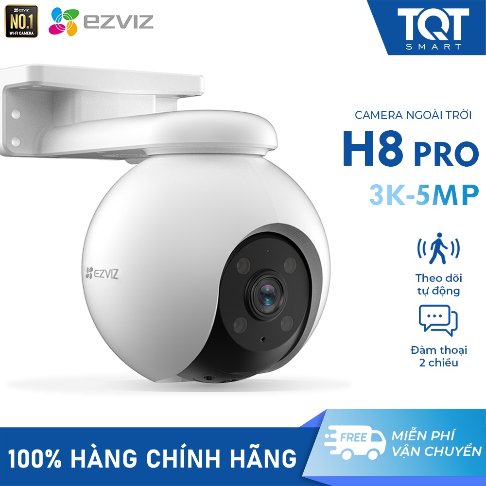 Camera WiFi Ezviz H8 PRO 3K 5MP - Đàm thoại 2 Chiều - Xoay 360 Độ - Báo Động Chống Trộm - Bảo Hành 2 Năm -TQT