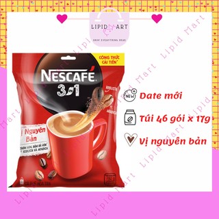 Cà phê hòa tan nescafe 3in1 công thức cải tiến vị nguyên bản bịch 46 gói x 17g