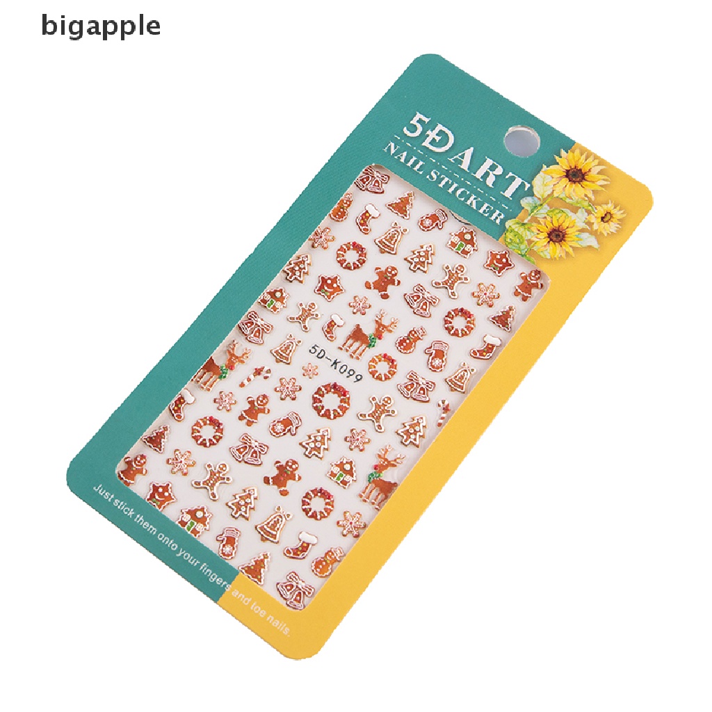1 Tờ Sticker Dán Móng Họa Tiết Giáng Sinh 5D Dễ Thương Bắt Mắt