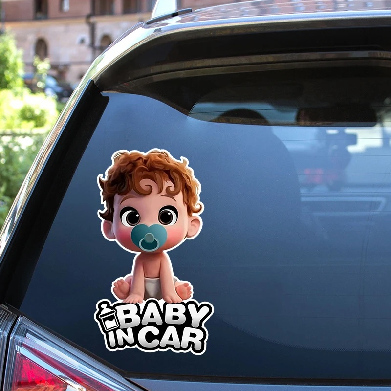 Miếng Dán Trang Trí Xe Hơi in Chữ Baby in Car Bằng Vinyl Chống Thấm Nước