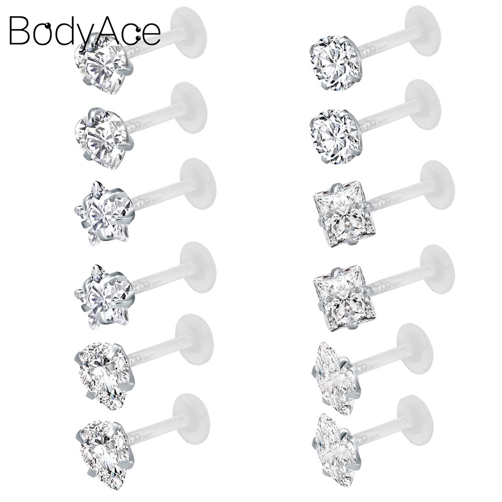 1 Cặp Khuyên Xỏ Cơ Thể Trong Suốt Bioflex Nhiều Màu Helix Tragus Sụn Tai / Môi