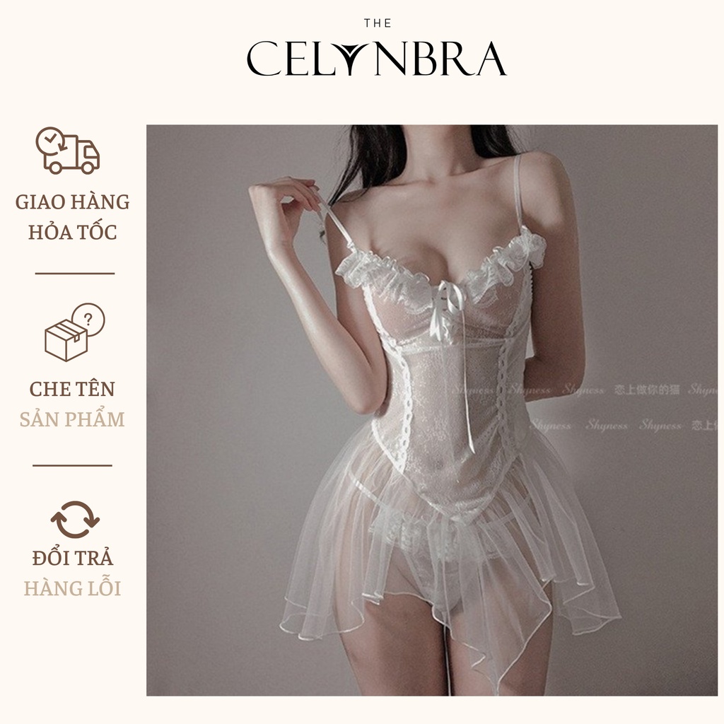 Váy ngủ voan xuyên thấu dáng bồng xòe sexy THE CELYNBRA - V88