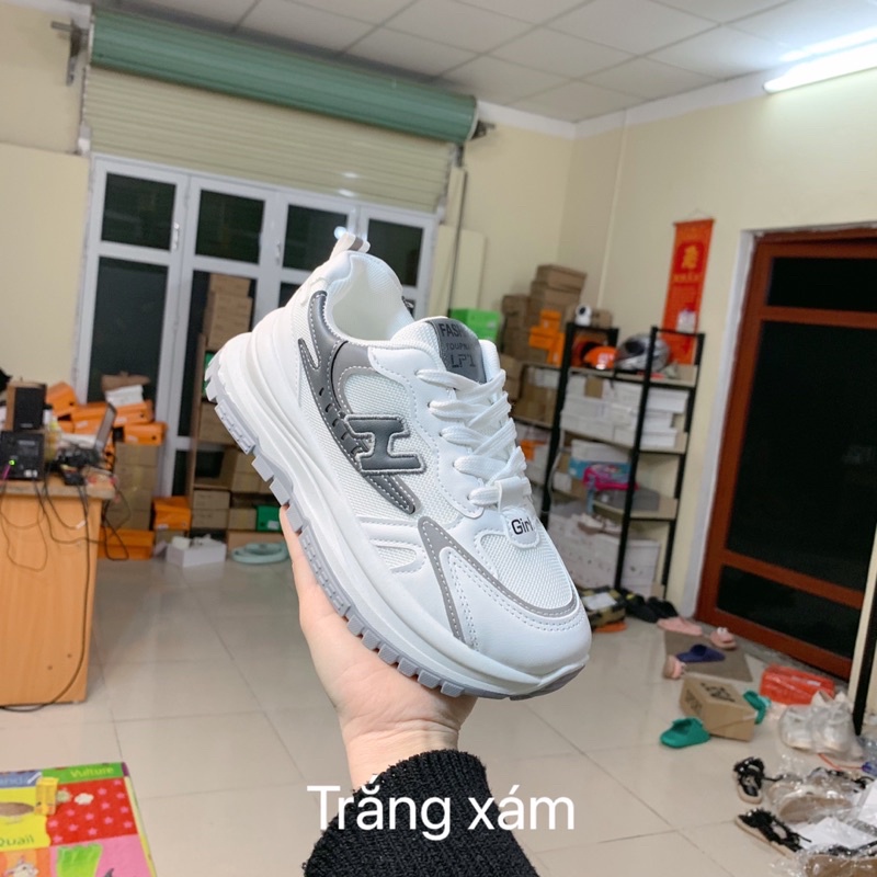 Giày thể thao nữ phối màu chữ H cao cấp full box,Giầy nữ tăng chiều cao phản quang loại đẹp sẵn hàng