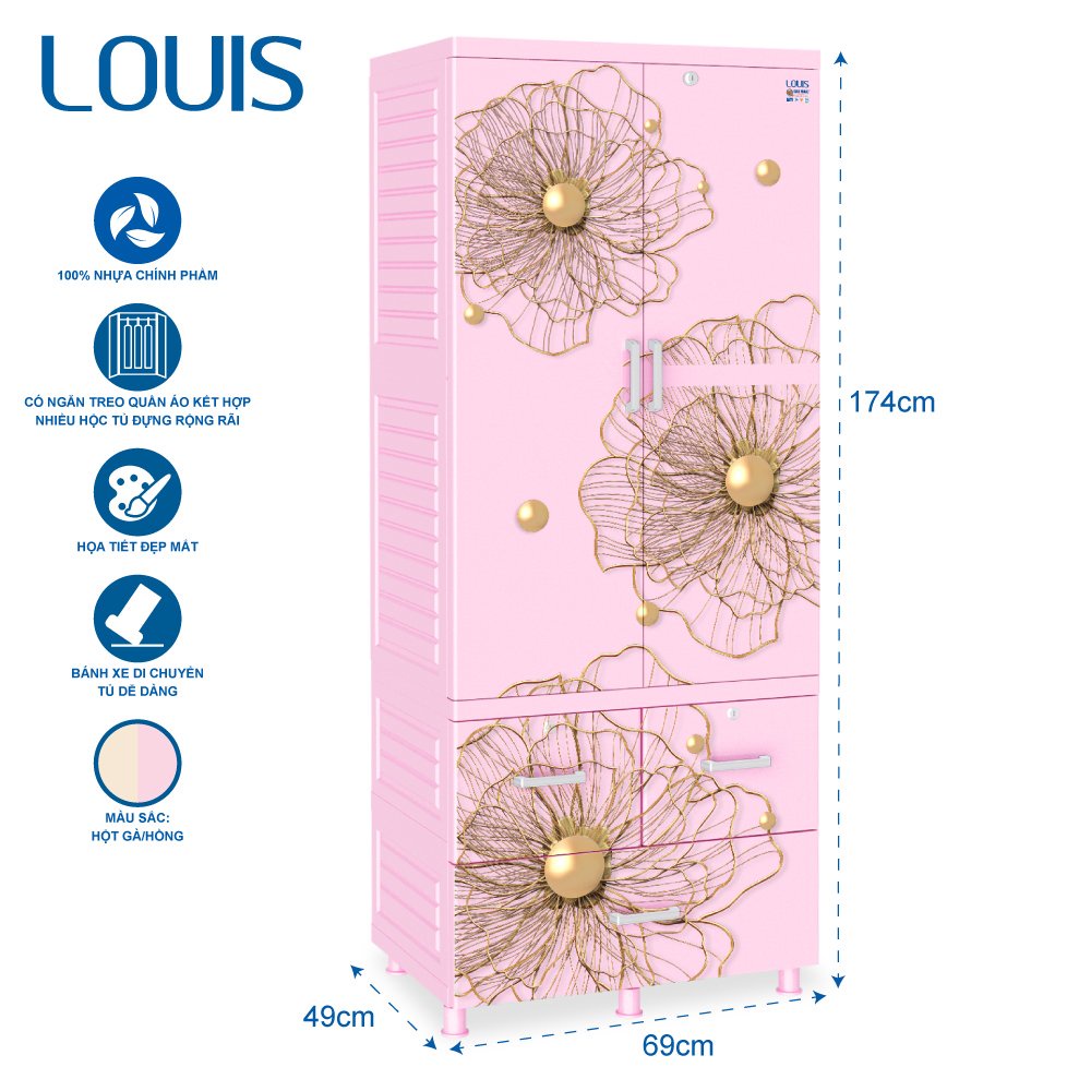 Tủ treo đồ LOUIS 2 tầng nhựa Qui Phúc- BH 5 NĂM
