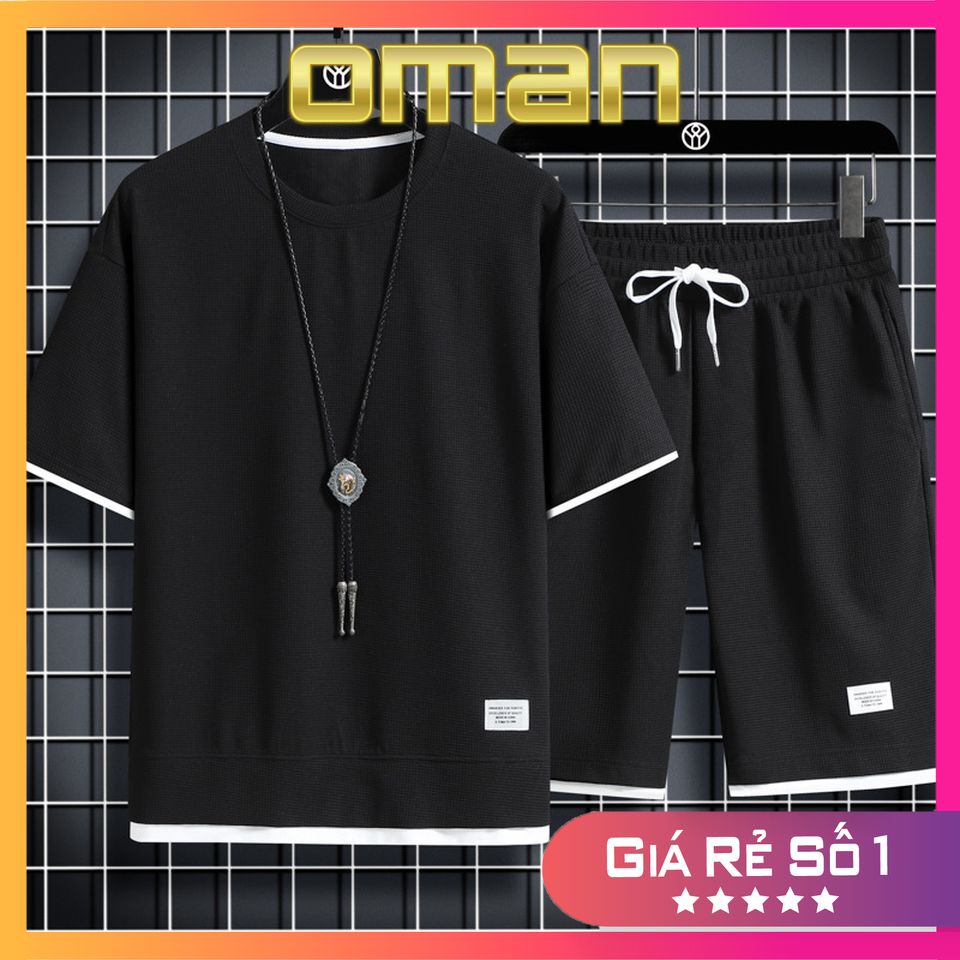 Bộ quần áo thun tổ ong cộc tay, Bộ đồ nam thoáng mát thấm hút tốt bigsize BO08 - OMAN