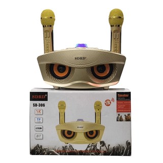 Loa karaoke bluetooth sd306 loa mắt cú tặng kèm 2 micro không dây