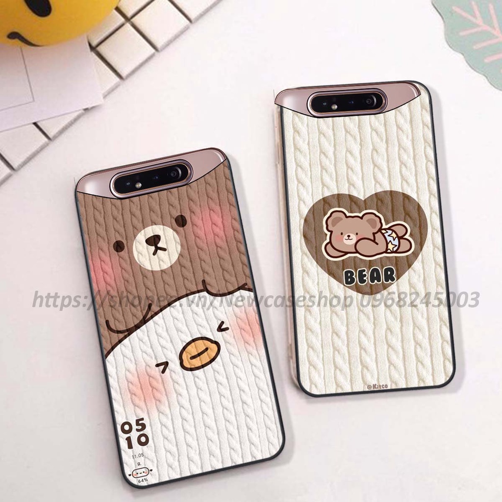 Ốp lưng Samsung A80 in hình họa tiết len Bear Cute