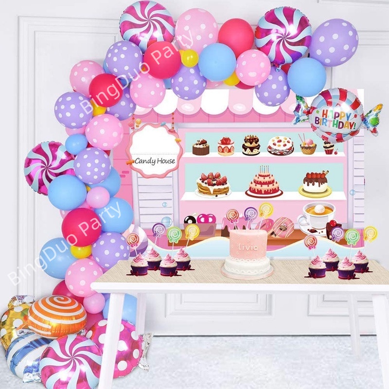 Bộ 79 Chiếc Donut Chủ Đề Donut Kẹo Lá Bóng 32 "Donut Số 1-9 Tuổi Bóng Bay Vòng Hoa Vòm Trang Trí Tiệ