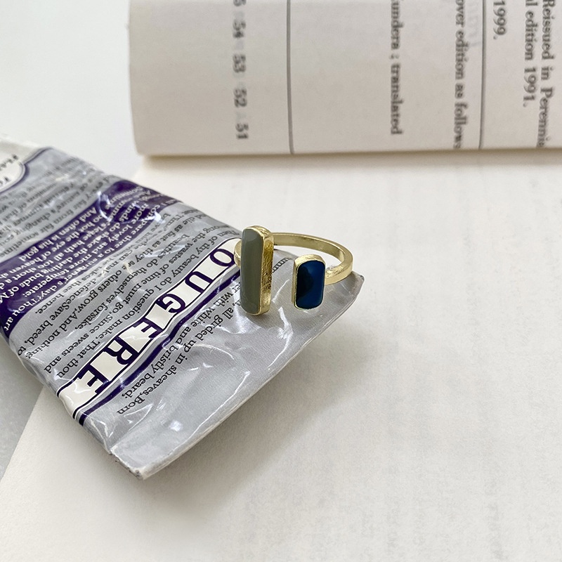 Nhẫn Hở Chạm Khắc Tinh Xảo Hình Học Đơn Giản Có Thể Điều Chỉnh Phong Cách Retro