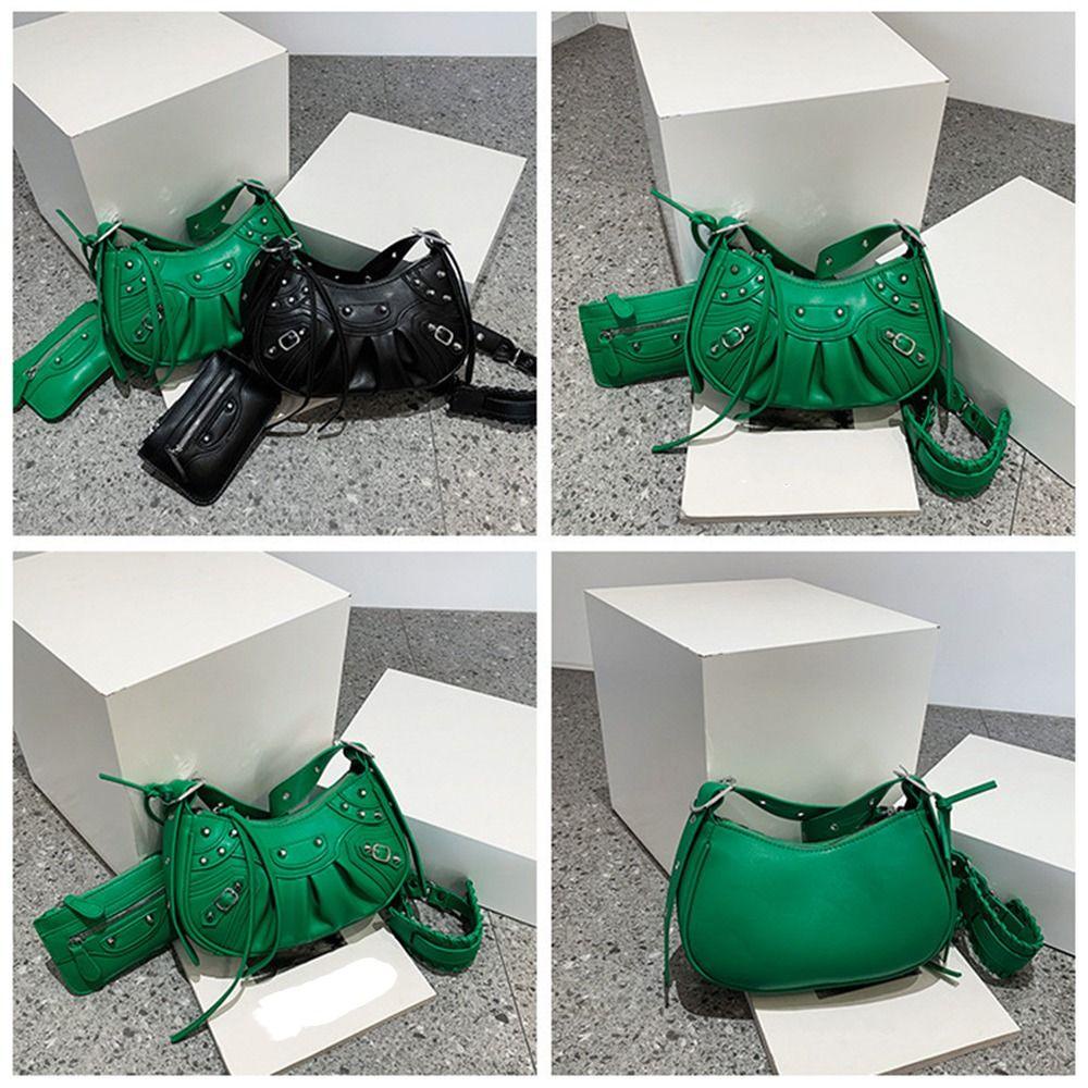 SOFTNESS Túi Đeo Chéo Da PU Đính Đinh Tán Phong Cách Punk