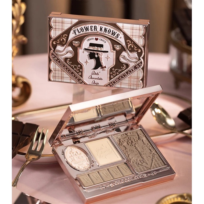 Phấn tạo khối highlight bắt sáng Flower knows chocolate series highlight & contour palette