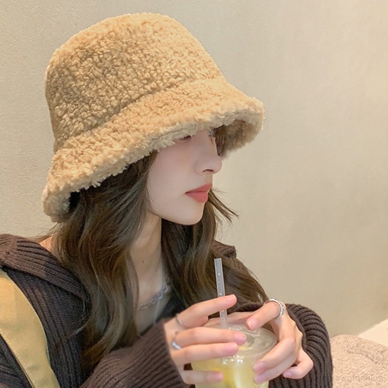 Mũ Len Lông Cừu Dày Hai Mặt Kẻ Sọc Đa Năng Giữ Ấm Cho Nữ