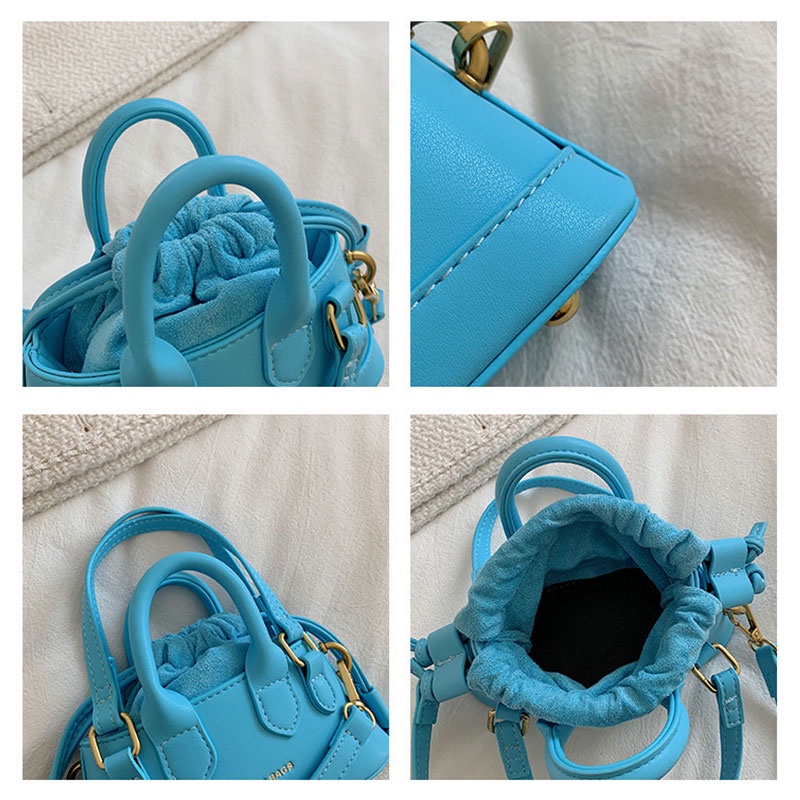 MISCHA Túi Đeo Chéo Da PU mini Màu Trơn Phong Cách Âu Mỹ Thời Trang Cho Nữ