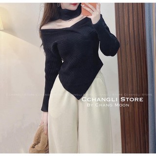 Áo len vạt chéo kèm cổ chocker