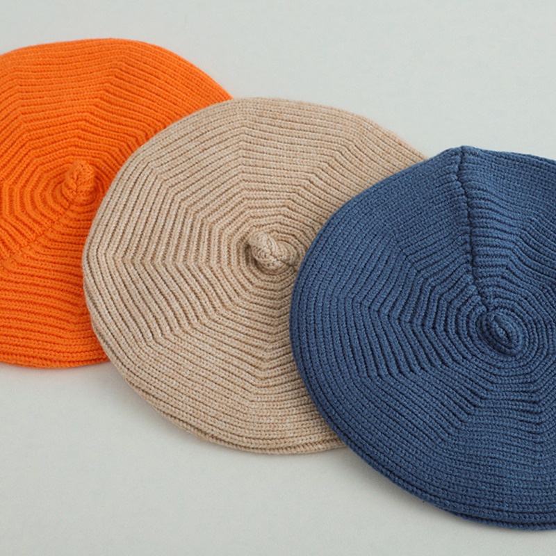 Mũ beret Len Dệt Kim Màu Trơn Dễ Thương Thời Trang Xuân Thu Phong Cách Hàn Quốc Cho Bé