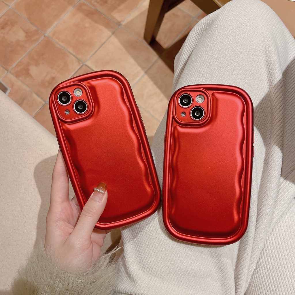 Ốp Điện Thoại Silicon TPU Mềm Màu Đỏ Trơn Bảo Vệ Ống Kính Máy Ảnh Cho iPhone 14 13 12 11 Pro Max14 Plus Xs XR