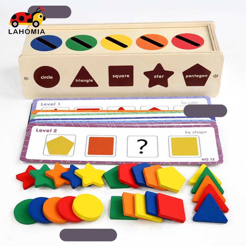 LAHOMIA Đồ chơi giáo dục phân loại hình dạng và màu sắc bằng gỗ theo phương pháp Montessori cho bé 1-3 tuổi