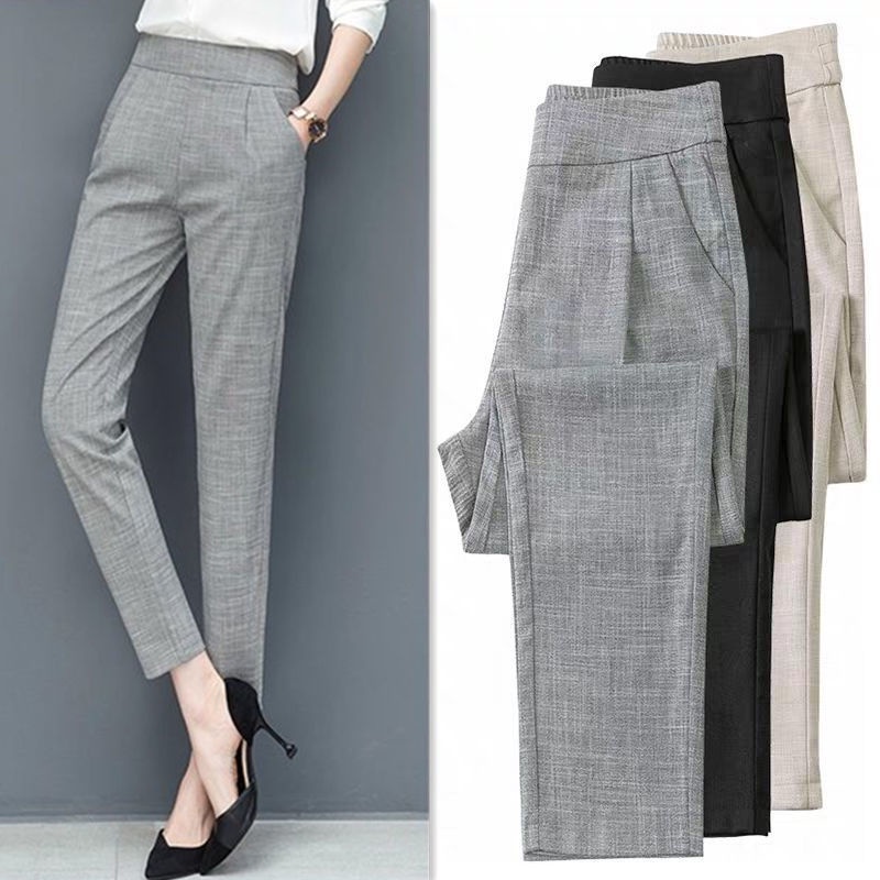 Quần Dài Vải Lanh cotton Mỏng Lưng Cao Thời Trang Xuân Hè Hàng Mới 2023 Dành Cho Bạn Nữ