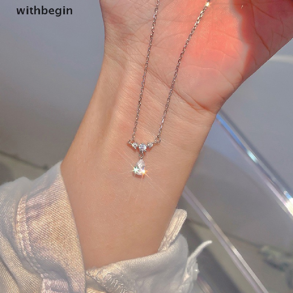 Vòng cổ Mặt Hình Giọt Nước Đính Đá Zircon Đơn Giản Thời Trang