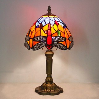 20cm Đèn Bàn Nhỏ Retro Màu Thủy Tinh Baroque Chuồn Chuồn Đèn Đầu Giường Cho Phòng Khách Nghiên Cứu Phòng Ngủ