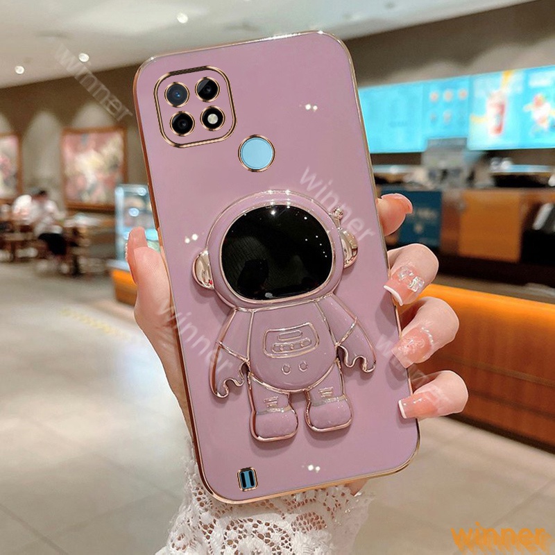 Dấu ngoặc Ốp Lưng Realme C21Y Realme C25Y Realme C21 Ốp Điện Thoại In Hình Phi Hành Gia Có Giá Đỡ Cho 31AYHY