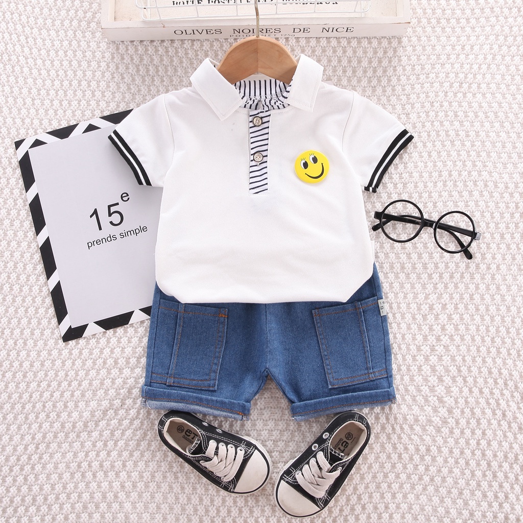 Set Áo Thun POLO Tay Ngắn Và Quần short Thời Trang Mùa Hè Mới Cho Bé 0-4 Tuổi